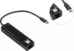 5bites (UA3C-45-09BK) адаптер USB-C --) UTP 100Mbps + 3-port  USB2.0 Hub