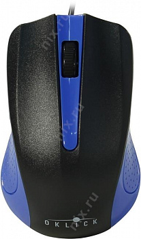 OKLICK Optical Mouse (225M) (Black&Blue) (RTL) USB 3btn+Roll (288233)