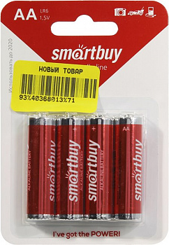 Smartbuy SBBA-2A04B, Size"AA", 1.5V, щелочной  (alkaline)  (уп. 4  шт)