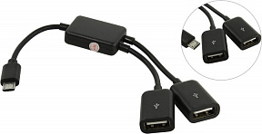 KS-is (KS-320) Кабель-переходник 2xUSB 2.0 AF --) microUSB BM