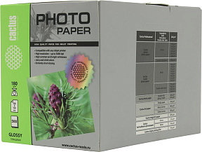 Cactus CS-GA6180500 (10x15см, 500 листов, 180 г/м2) бумага глянцевая
